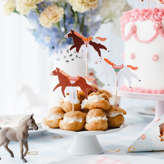 Déco gâteau "Fleurs & cheval"