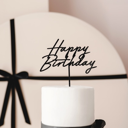 Déco gâteau "Happy birthday" noir